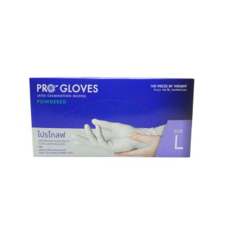 ถุงมือยางธรรมชาติ โปรโกรฟ  Proglove ชนิดมีแป้ง 