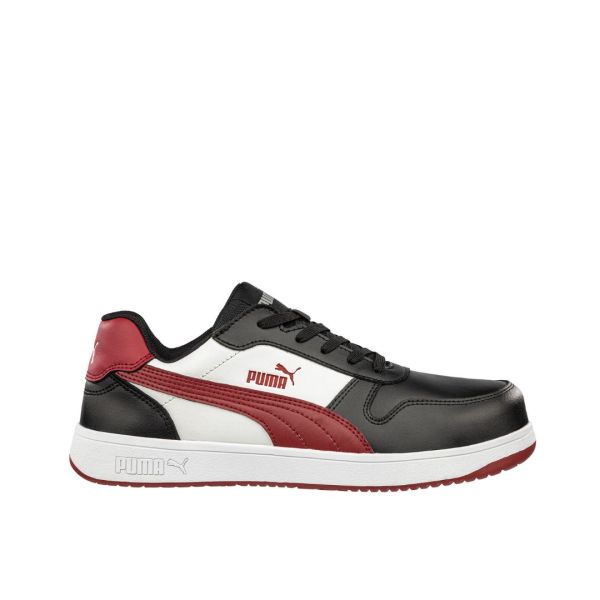 รองเท้าเซฟตี้ ยี่ห้อ PUMA รุ่น HERITAGE FRONTCOURT BLACK/RED LOW พื้น ESD 640205