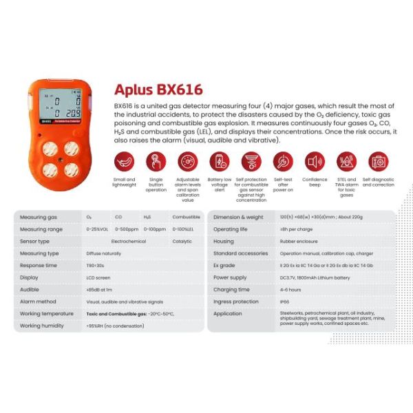 เครื่องวัดแก๊ส Aplus รุ่น  BX616